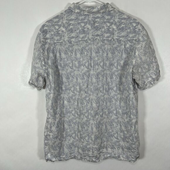Johnston & Murphy Short Sleeve Button Up 100% Linen Shirt Large Purple Floral - Picture 9 of 11